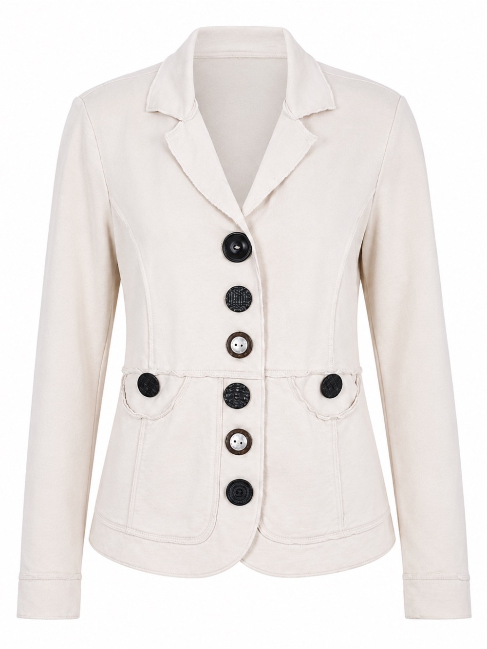 Neon Buddha Knit Blazer Jacket Medium Cream Open Front Office Cardigan